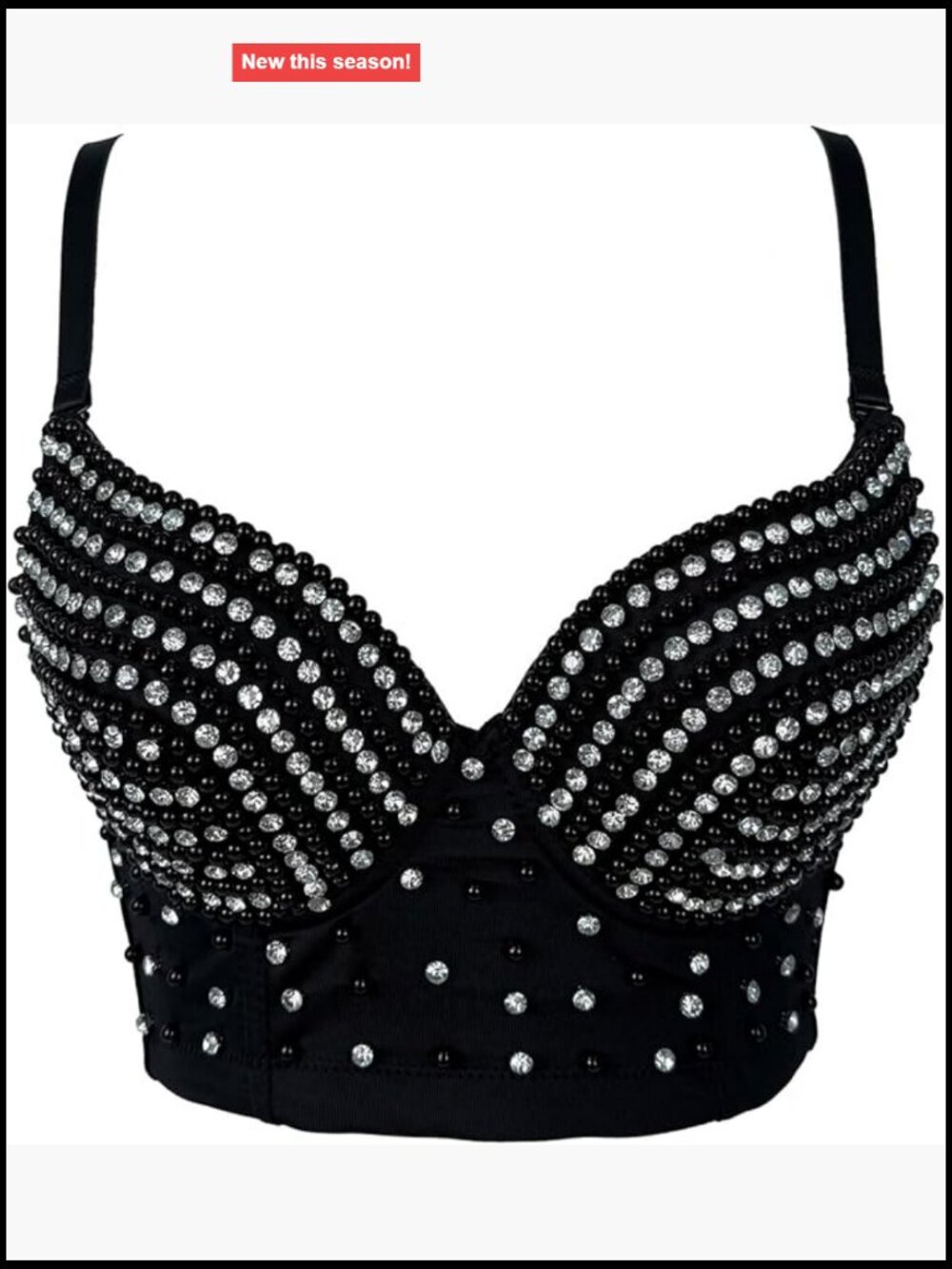 Women's Rhinestone Bustier Corset Crop Top Push Up Bra Party Club